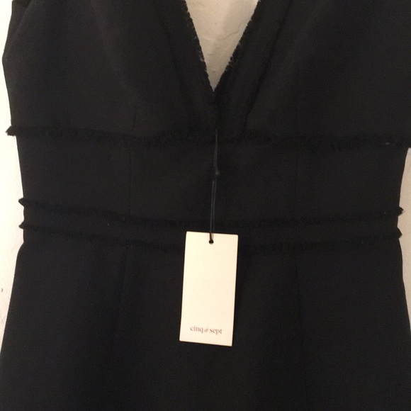 Cinq A Sept Aurora Fringe V-Neck Fit & Flare Dress - Picture 5 of 8